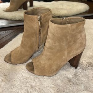 Sam Edelman beige suede peep toe booties